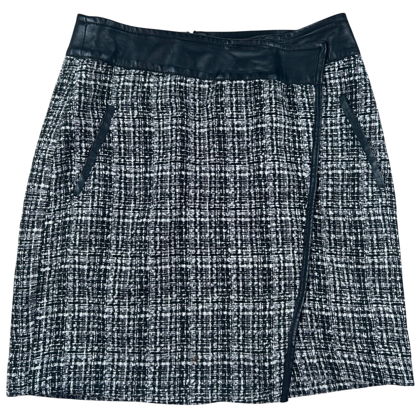 Outback Red Tweed Mini Skirt Women 4 Black White VTG 90s Preppy Academic Chic