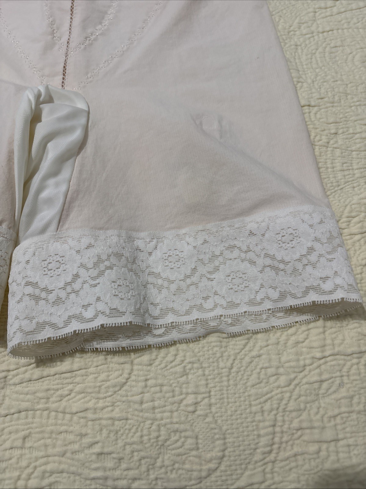 Vintage Girdle Shorts Garter Tabs Pale Pink White Lace ￼Sz S/M