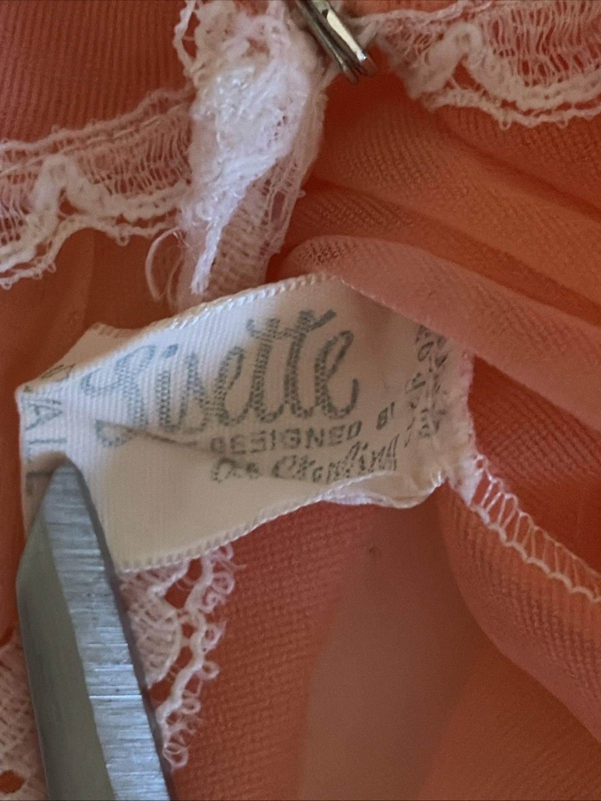 Vtg LISETTE Lingerie Sheer Nylon Chiffon Peignoir Robe Small Coral