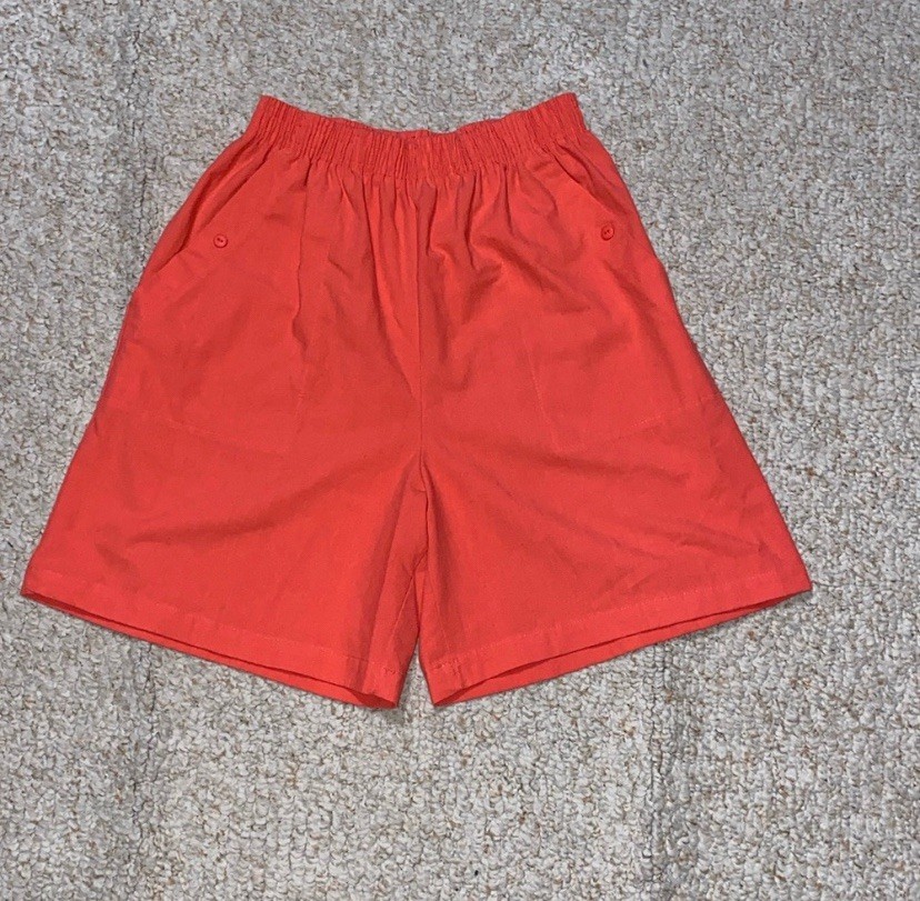 Vintage Carriage Court Sport Coral High Rise Elastic Waist Pull On Shorts M EUC