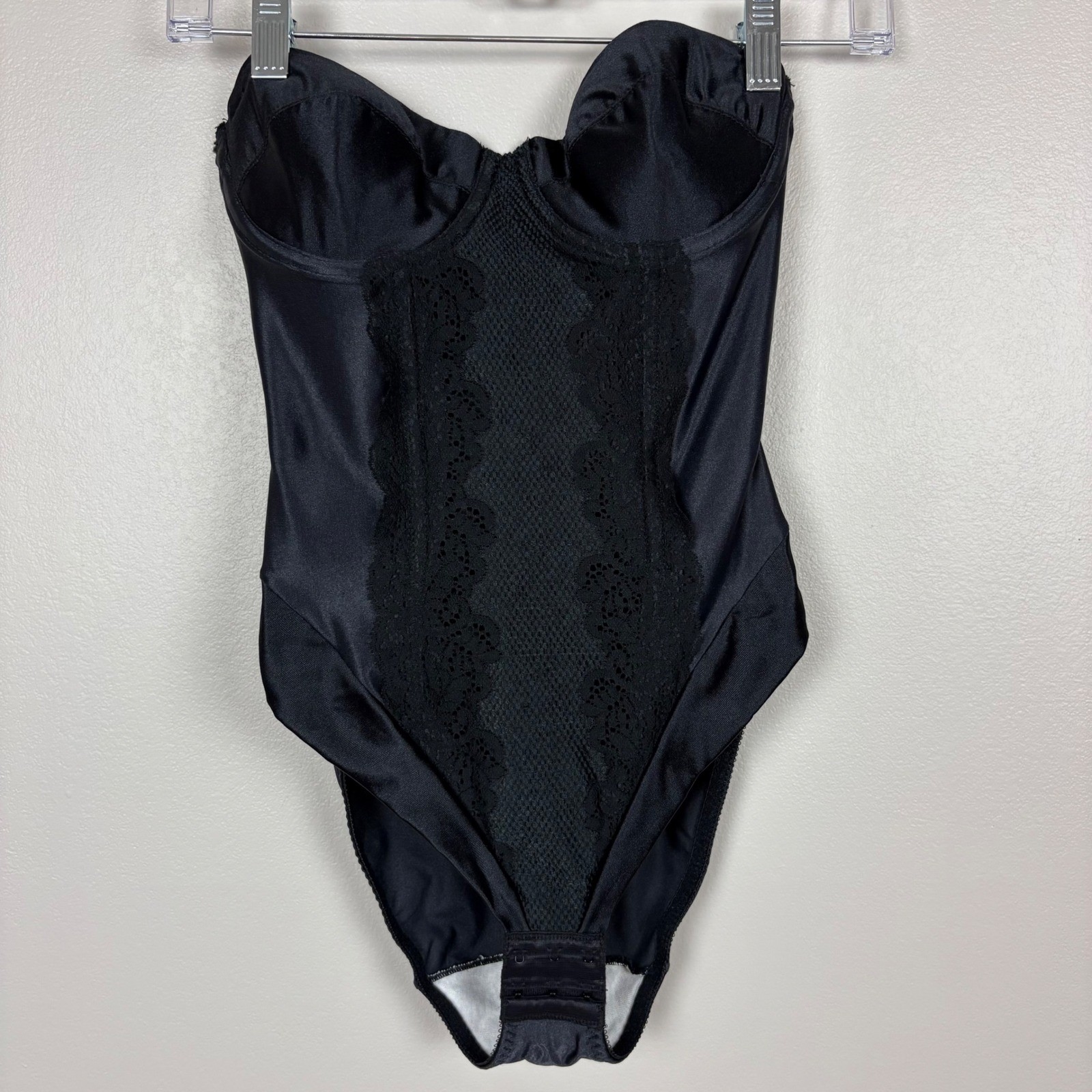 Partners Intimates Vtg Body Shaper Girdle Size 34B Black Lace Trim Strapless