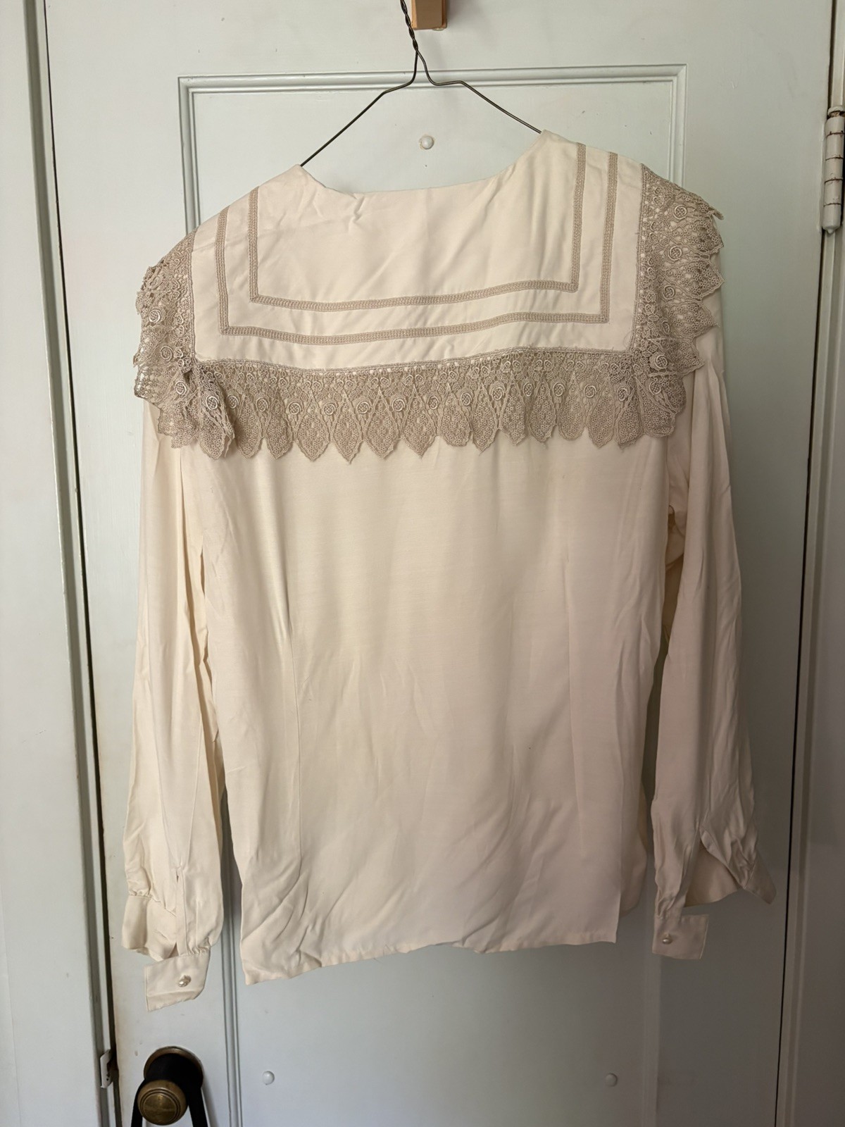 VTG Outback Red Ivory Laced Sailor Collar Blouse Size M 90’s