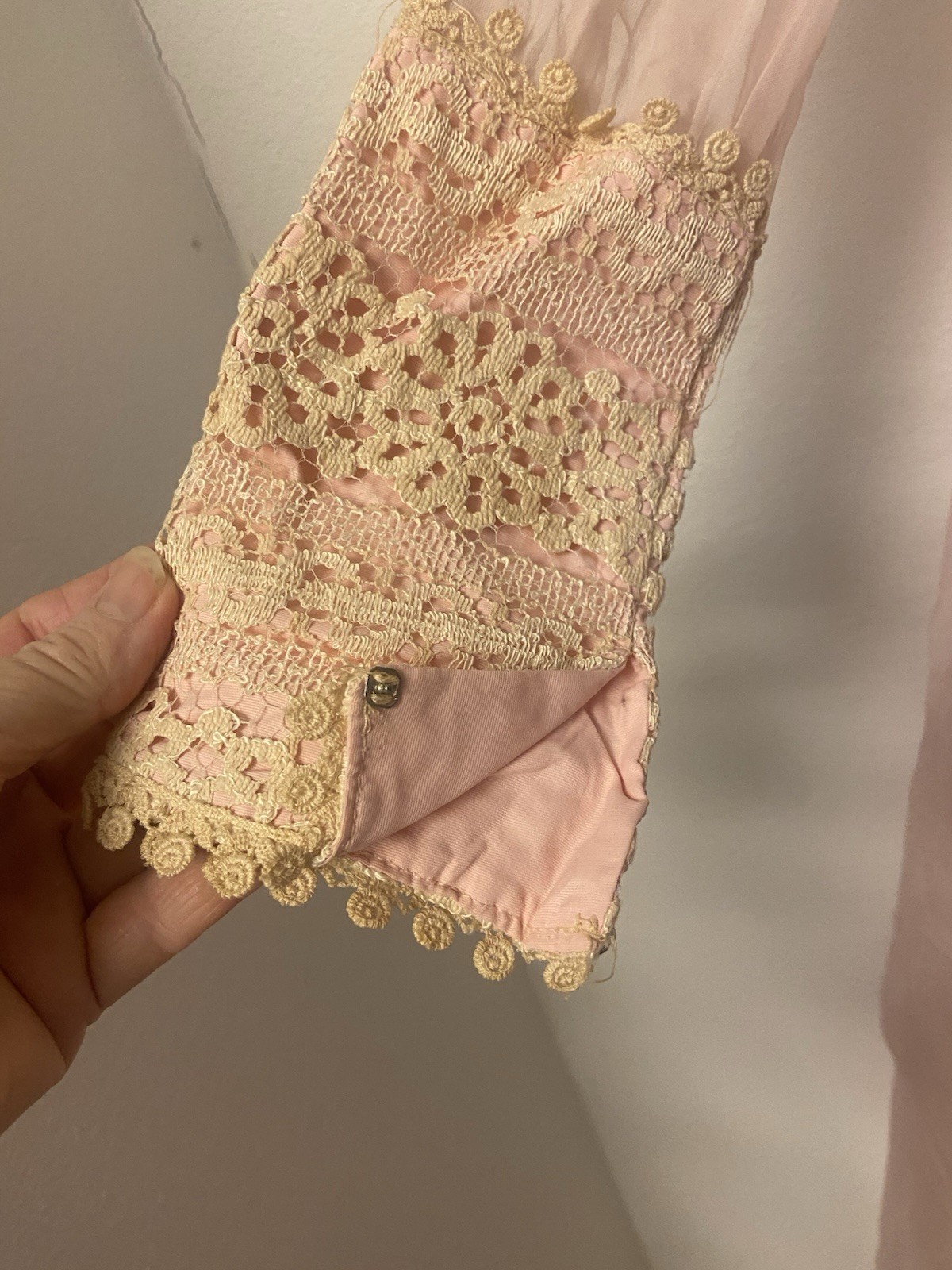 VTg Organza Lace Empire Waist Pink Prairie Dress Victorian Revival Cottagecore