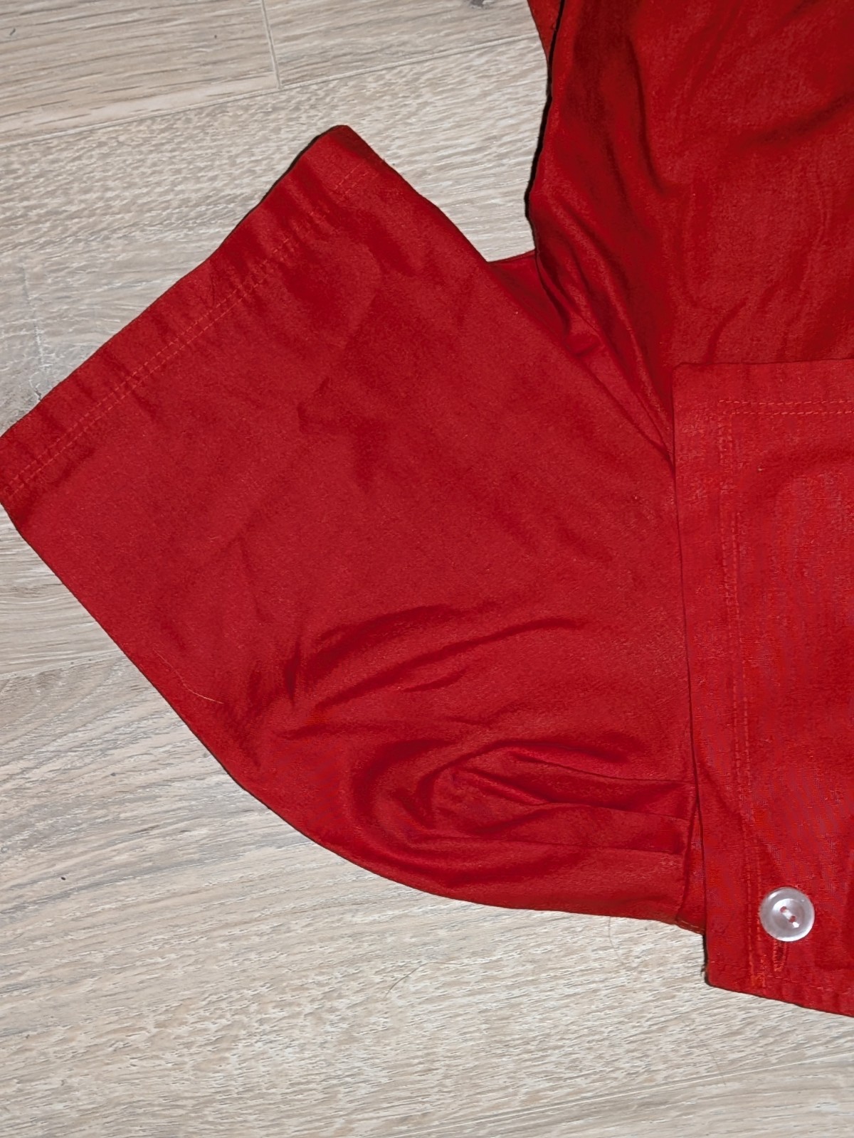 VTG 60s Career Guild Red Poplin Short Sleeved Blouse W/ Detachable Collar Sz M