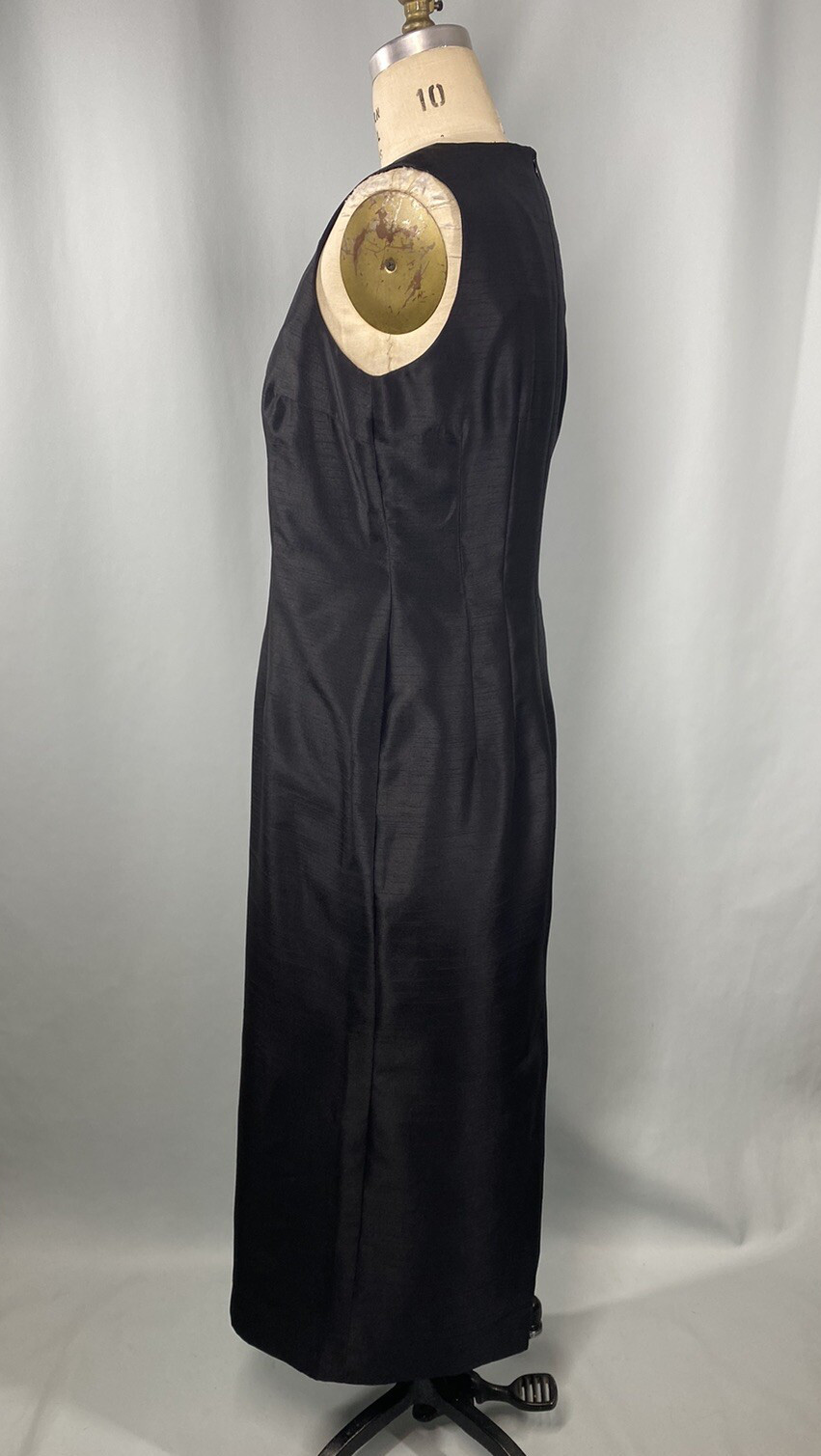Classic Black Sheath Dress SIZE 8 long SHARON YOUNG sleeveless modest Y2K