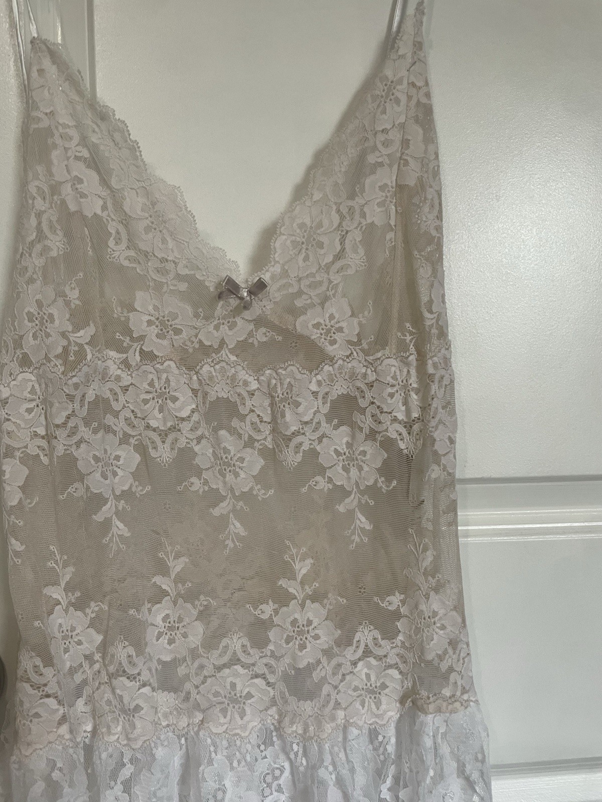 80s Vintage Victoria’s Secret Dress Gold Label White Lace Nightgown Slip Dress