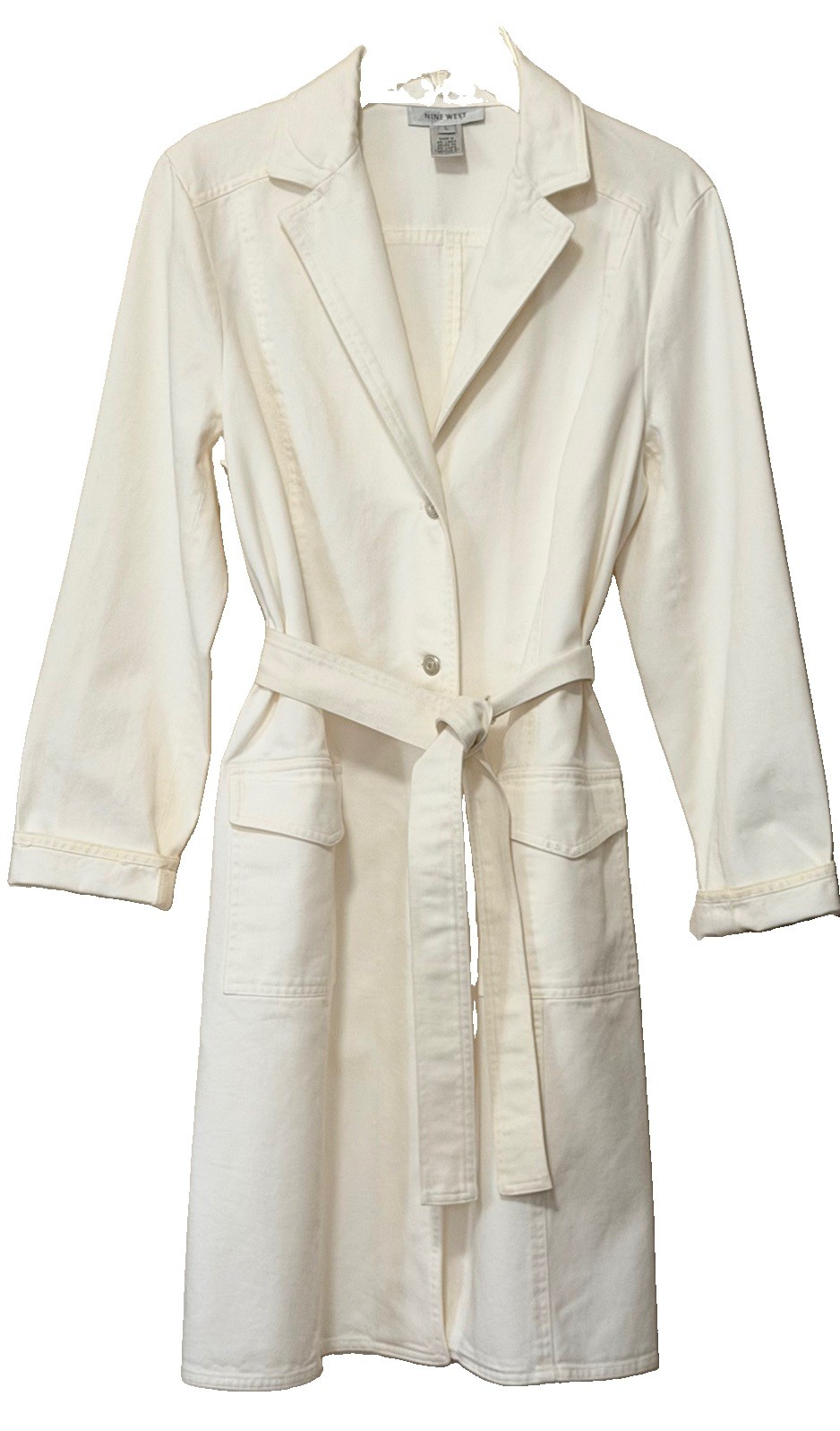 Vintage Women’s Nine West Denim Duster Coat Cream Size L