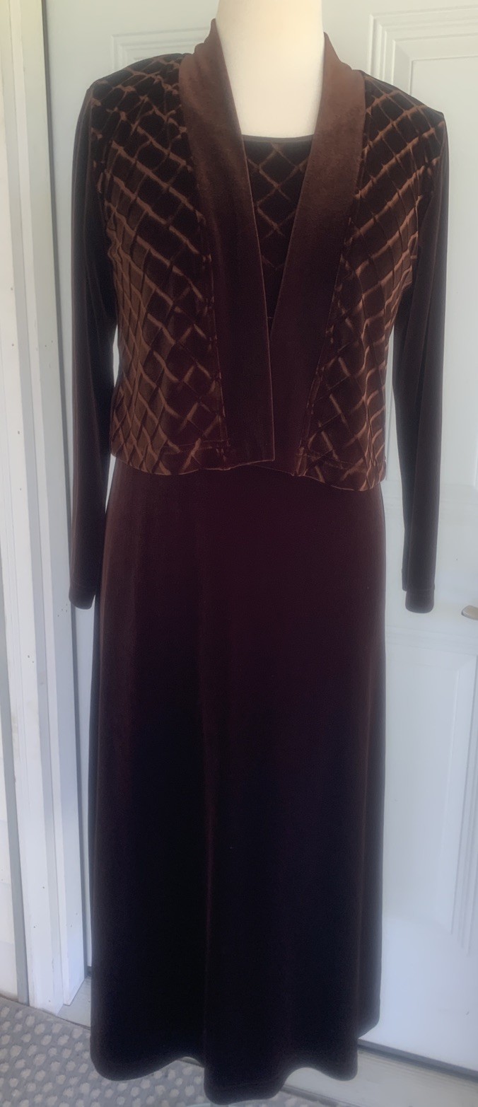 VTG Carol Anderson Petite Velour 2- Piece Maxi Party Wedding Speci. Occasion XS