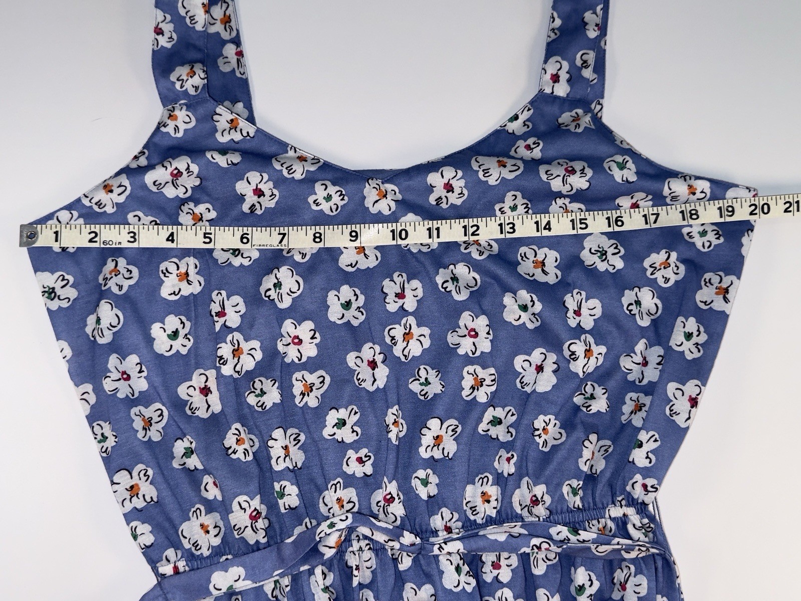 Vintage Dress Size 12 Darian Blue With Colorful Flowers Cinch Waist Floral 90’s