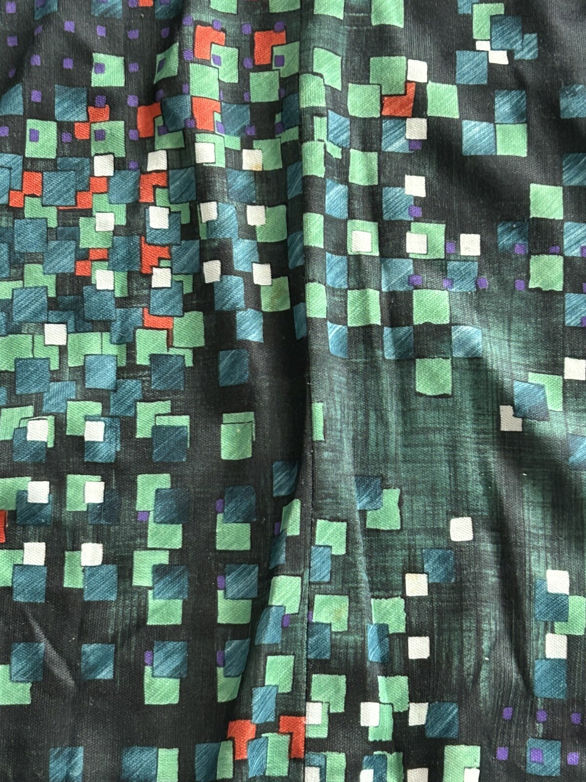 Vintage Jeanne Durrell unique Zip up style full Print polyester Dress Small