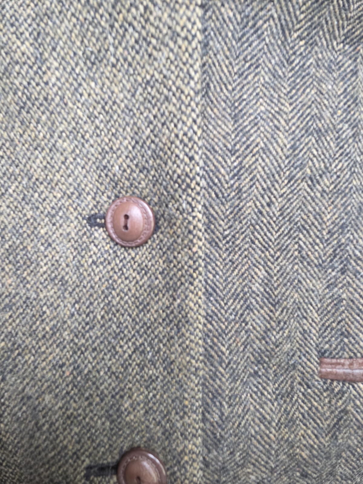 Vtg 1990s Equestrian Riding Wool Blazer Tweed Leather Lapels Size L Express