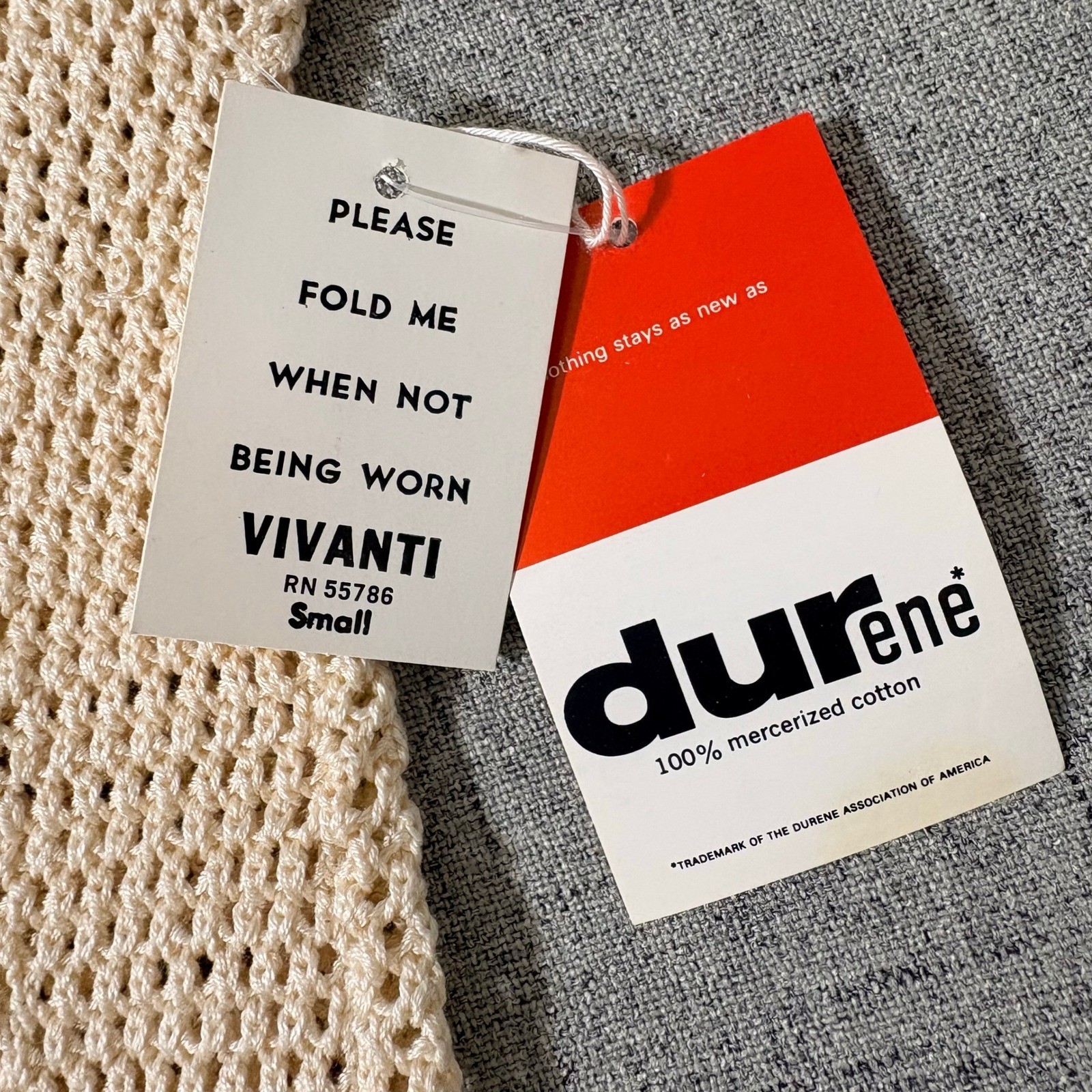 Vintage Vivanti Short Sleeve Cable Knit Sweater Durene Cotton Cream Small NWT