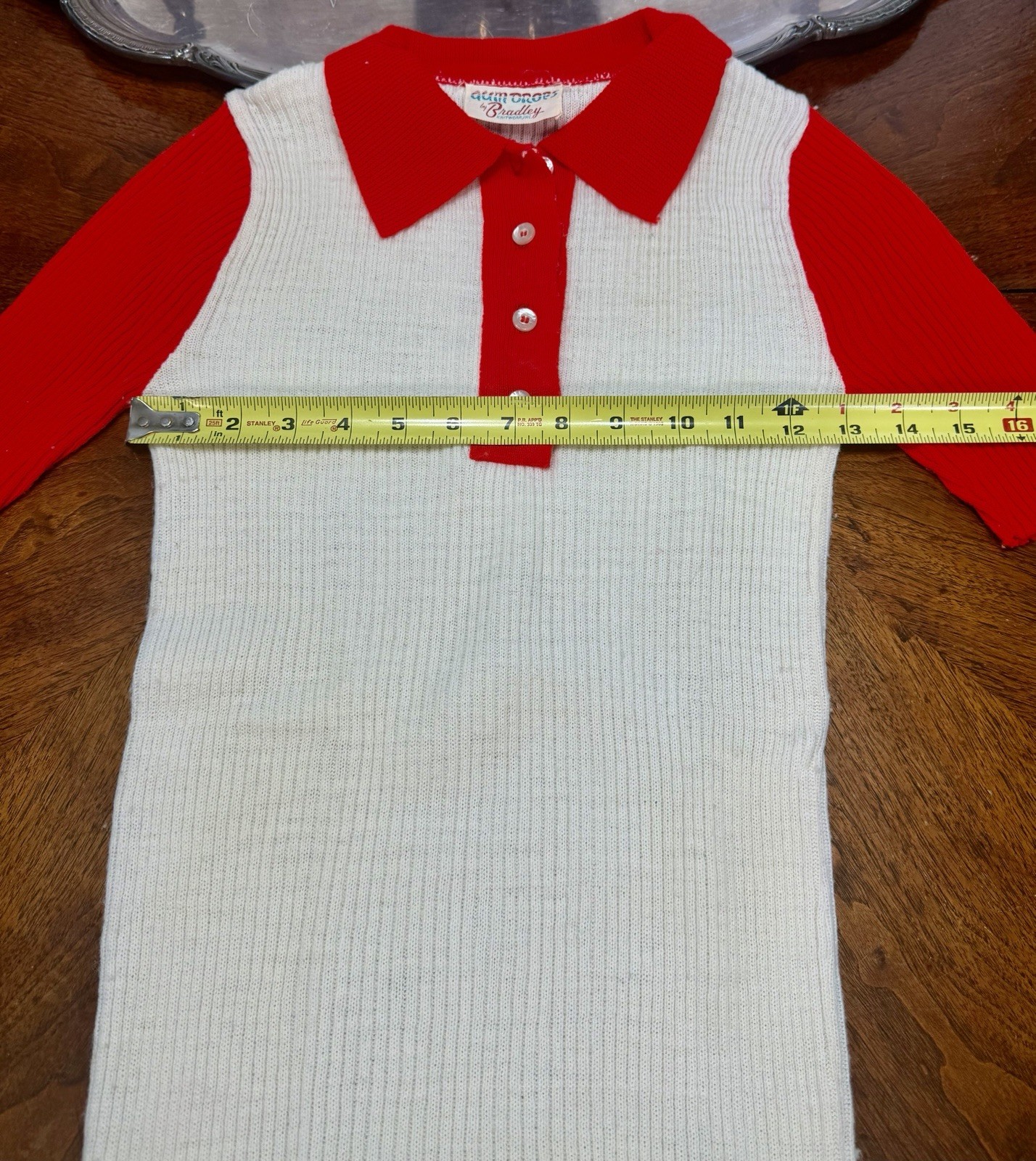 Vintage 1970s Gumdrops by Bradley Women’s Knit Neon Red& White Sweater Top