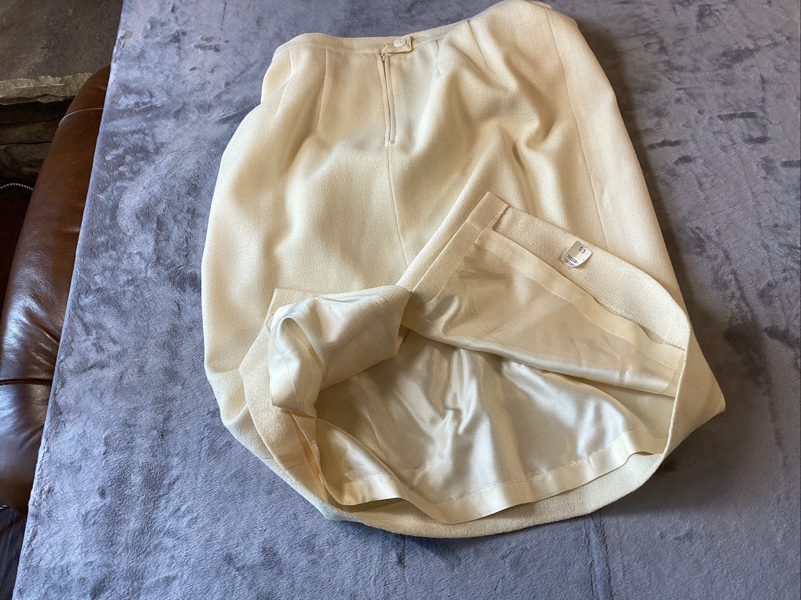 Vintage Y2K Herbert Grossman Cynthia Sobel Ivory Wool. Jacket Skirt Set Sz 10