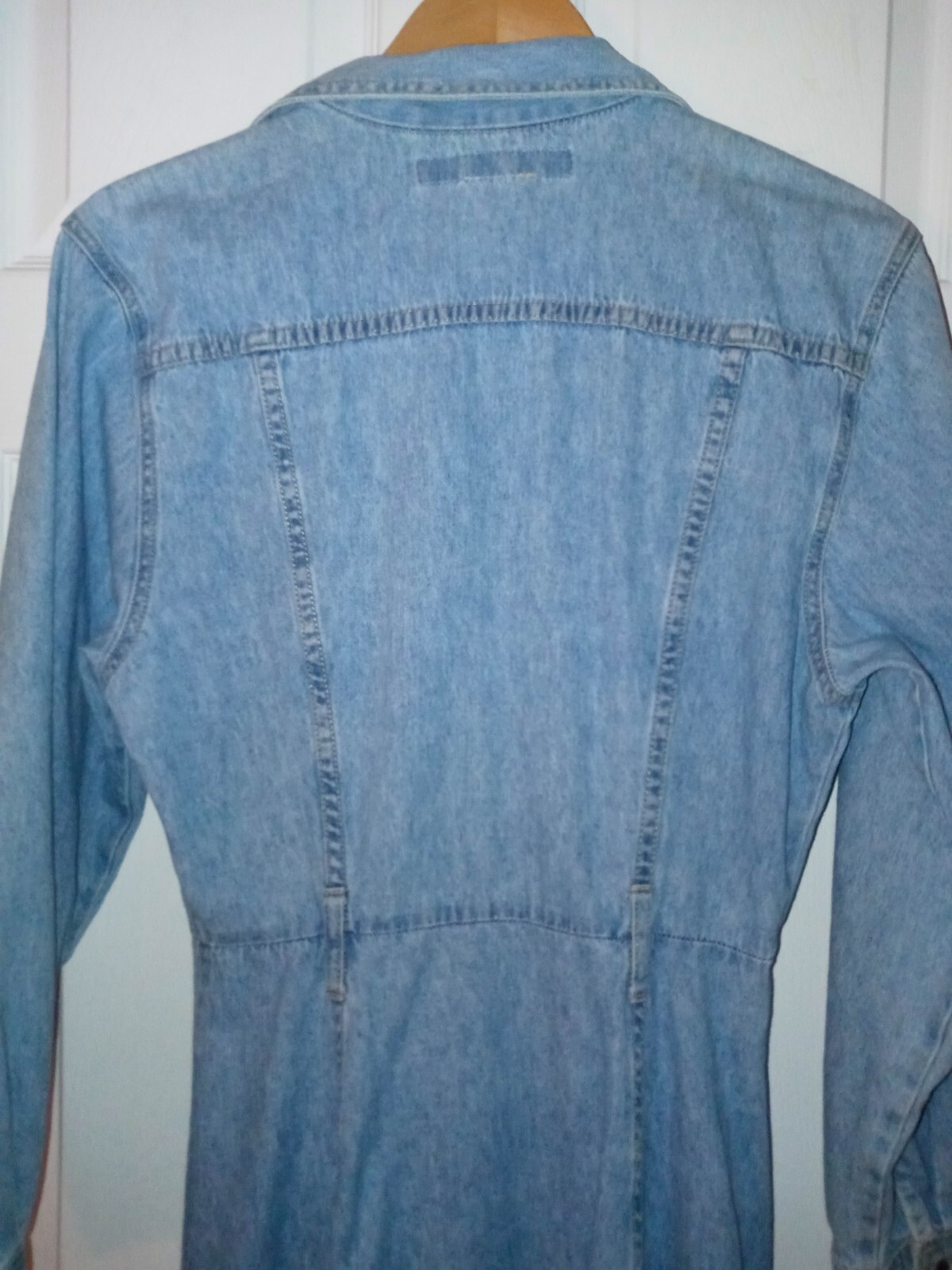 VTG 1980 J Acaro dress long slvs long 100% cotton blue jean denim button frnt S