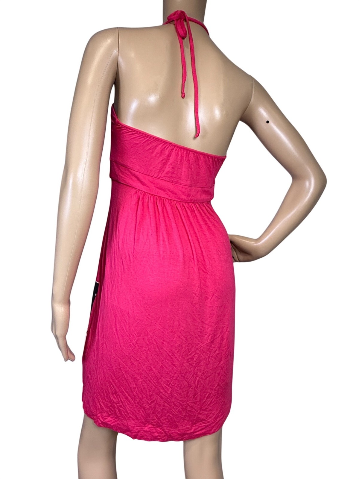 Rare Miss Sixty Vintage Pink Graphic Print Halter Dress Y2K Rock 'n’ Roll Small