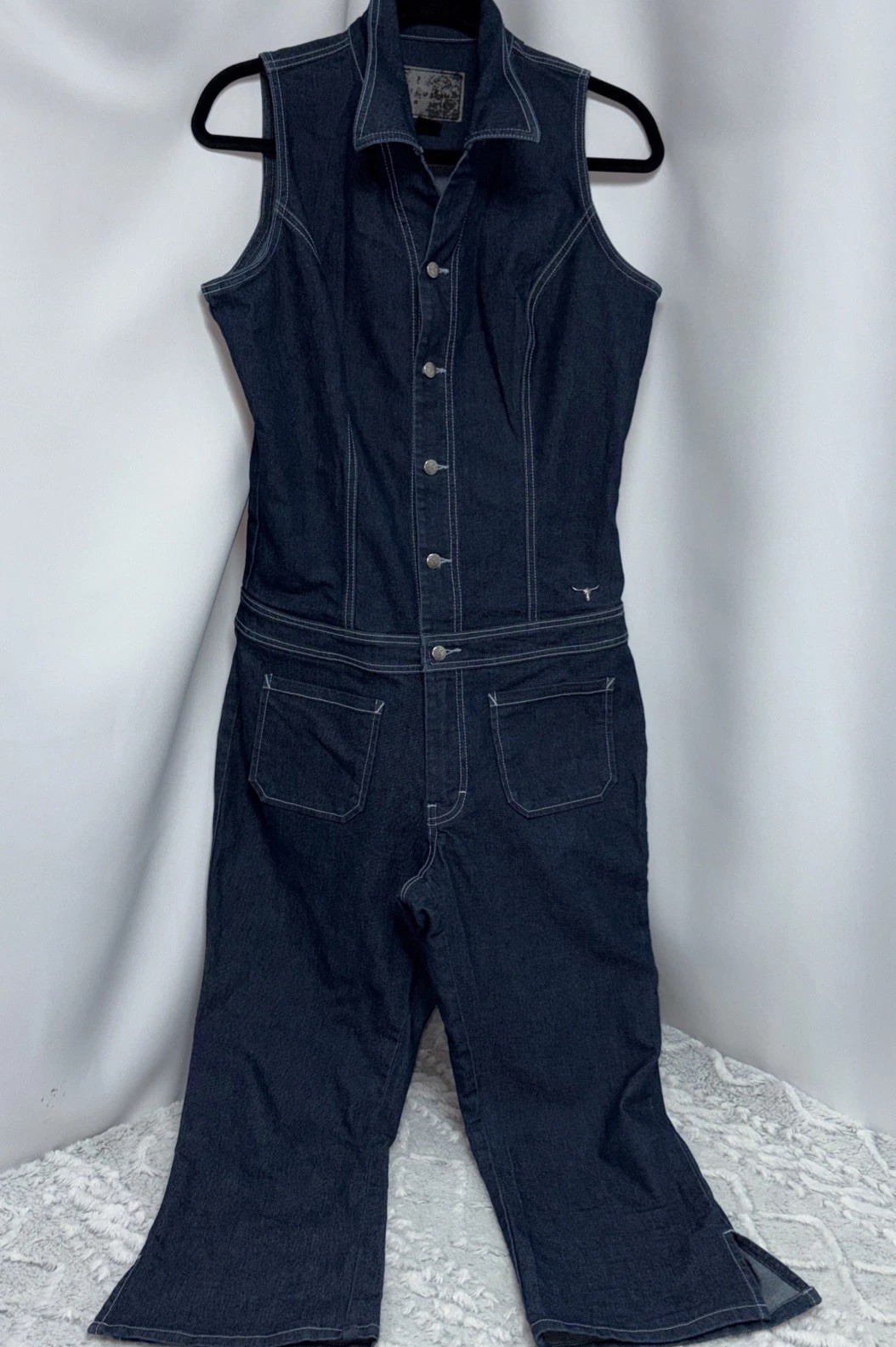 Vintage Sergio Valente Denim Cropped Jumpsuit Size 32 (12-14)