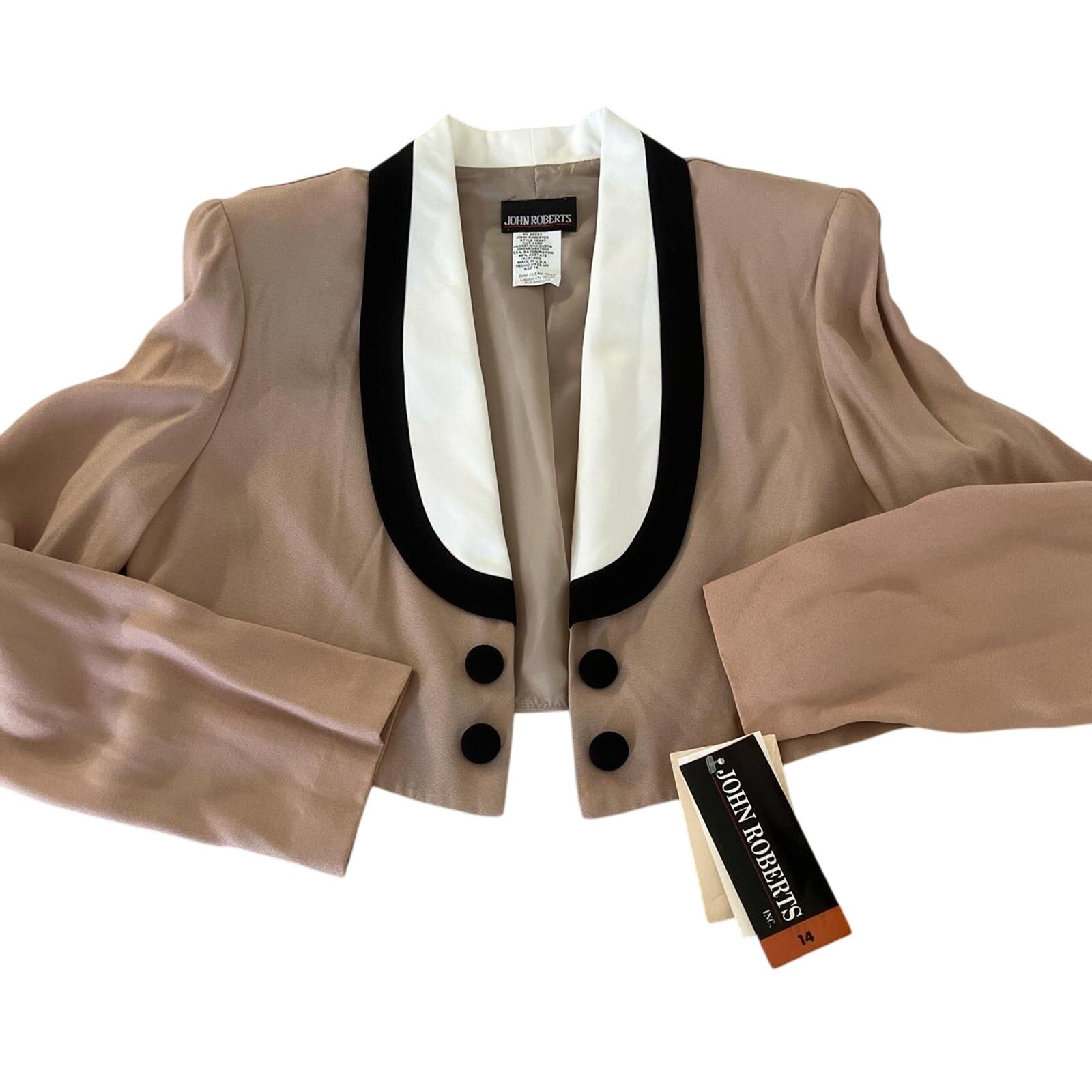 John Roberts Vintage Cropped Jacket Woman Size 14 90’s Y2K Office Professional
