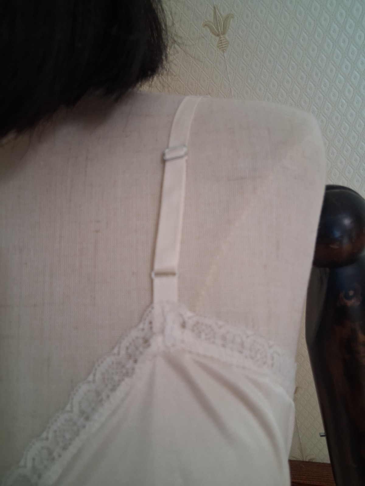 Vintage 1970s Vanity Fair Ivory Lace Trimmed Coquette Cottagecore Slip Dress