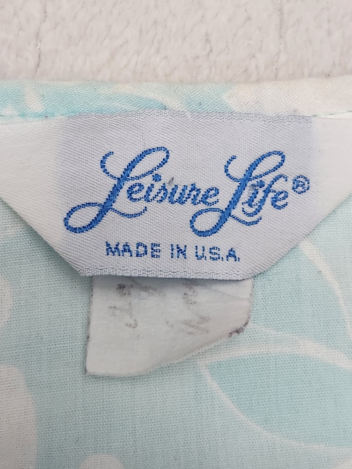 Leisure Life Housecoat Robe Womens Blue Floral Snap Front 70s Granny Vintage
