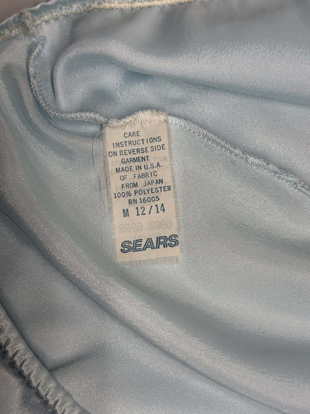 VTG Sears Lingerie Liquid Satin Light Blue Tap Pants Lace Trim USA Sz M 12/14