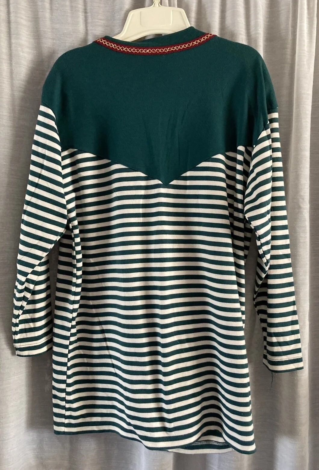 VTG Rafael Woman’s Sz S Button Up Green Stripe Cardigan 3/4 Sleeve