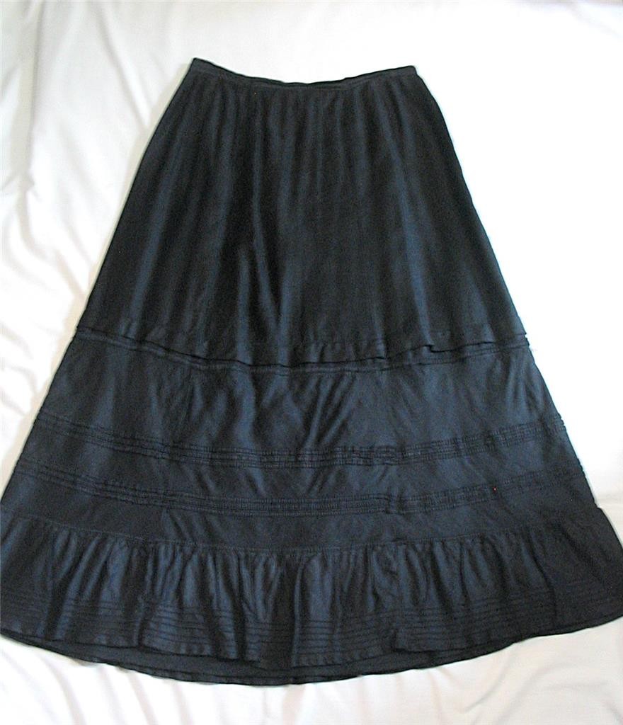 LOVELY EDWARDIAN~ART NOUVEAU ERA~BLACK LINEN HALF SLIP~UNDER SKIRT~SM 25″ WAIST