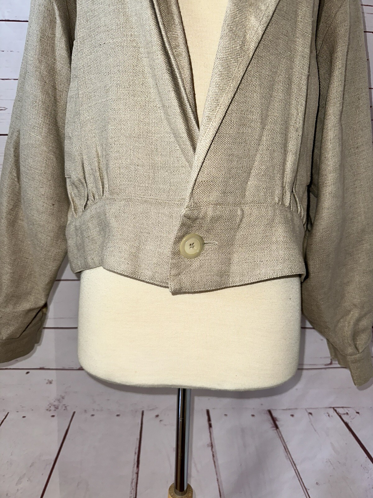 Vintage AMEN WARDY Made In France Size 42 Khaki Tan Knit Jacket 70s 80s Retro