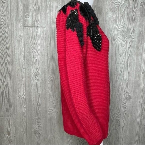 Nwt vintage 1980s beaded / sequin grape knit long sleeve sweater small