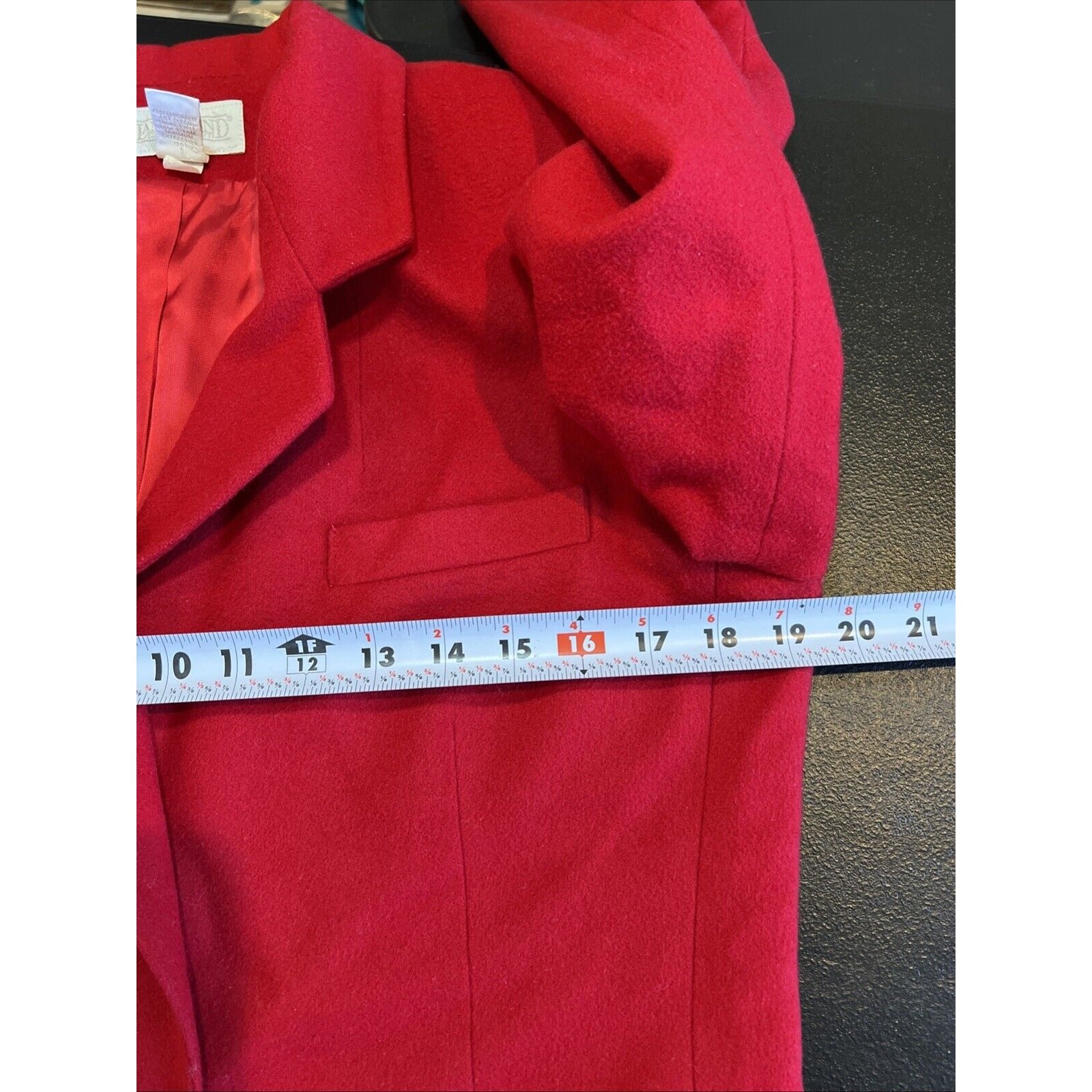 Lands’ End Wool Cashmere Blazer 10 Red Single Button Pockets Long Y2K USA