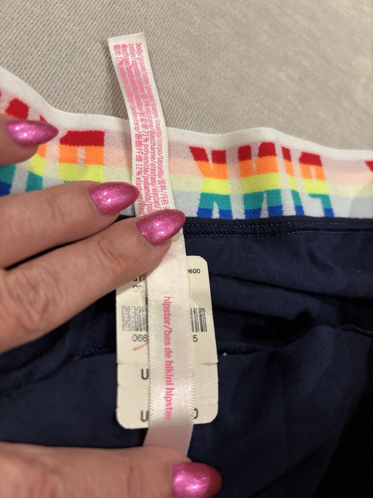 Victoria’s Secret PINK Logo Bikini Hipster Rainbow Pride Panties Women Sz M