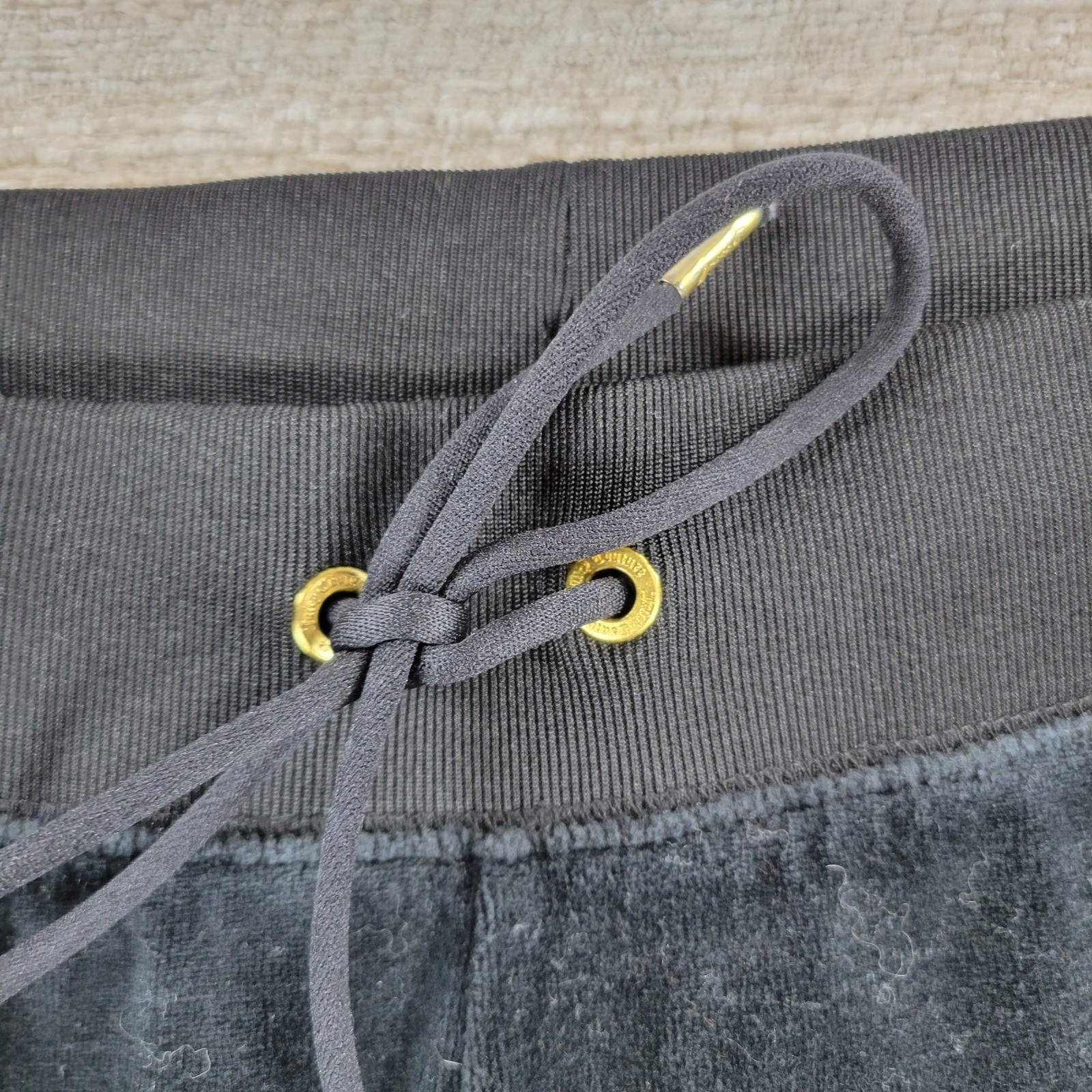 VTG Juicy Couture Velour Track Suit L Black Gold Bling Y2K Low Rise Hoodie Cozy