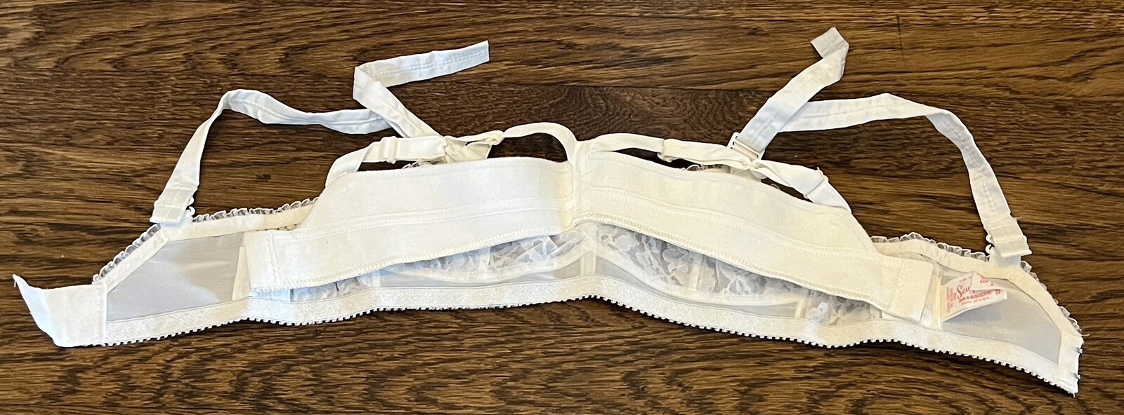 NEW Vintage 1960’s Sculptress White Lace Bra Style 523 w/Attached Banderin 30C
