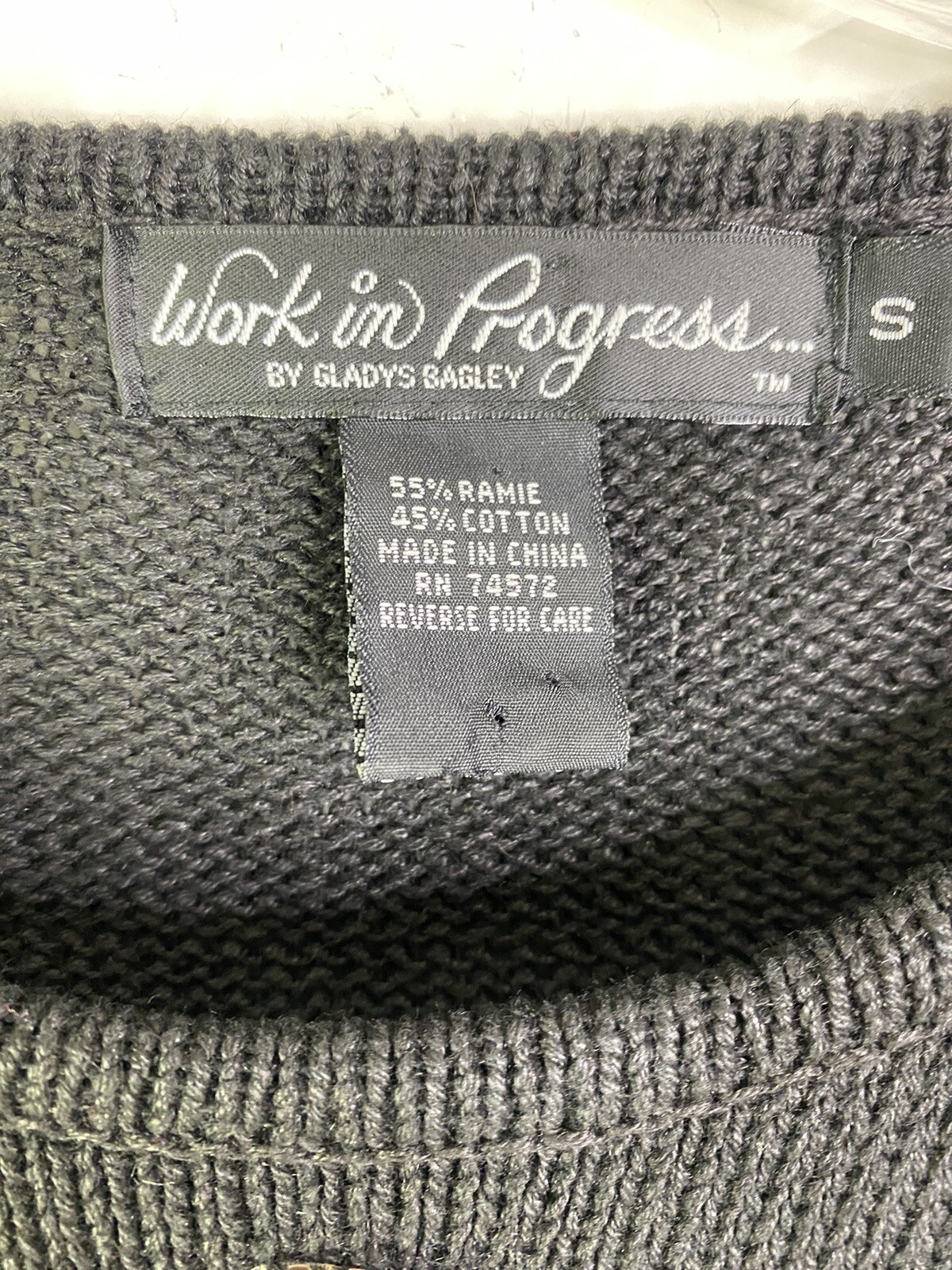 VTG Work In Progress Gladys Bagley Sequin Small Black Christmas Sweater EUC