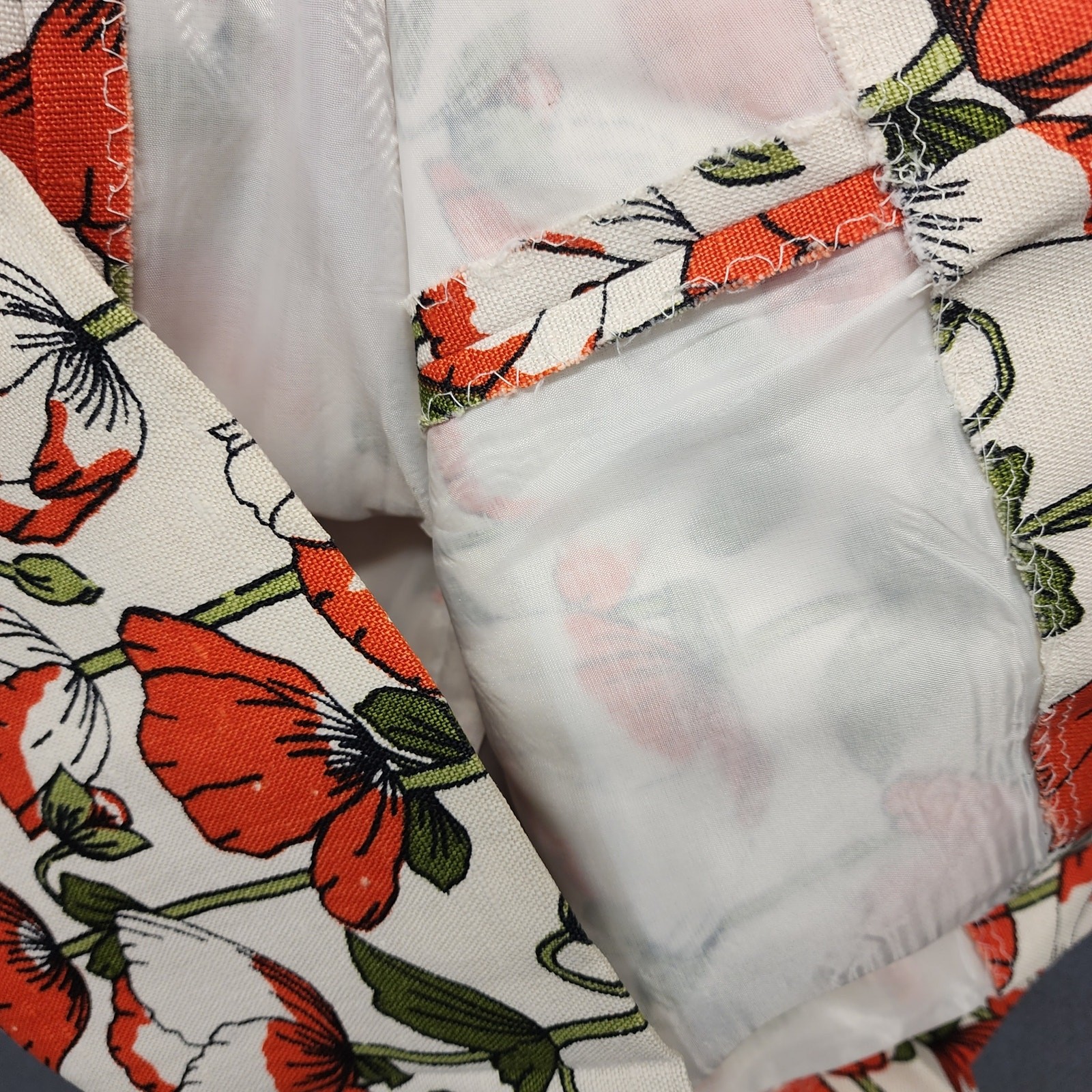 Vtg 60s Handmade Womens 2 Piece Dress Top Set Orange Floral Mod Pleat Belt Twee