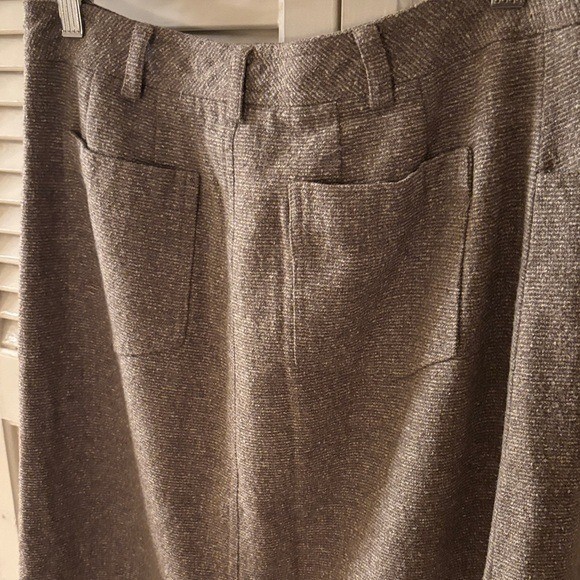 Ellen Tracy Textured Wool Silk Blend Maxi Skirt Sz 10 Neutral ‘90s Back Pockets
