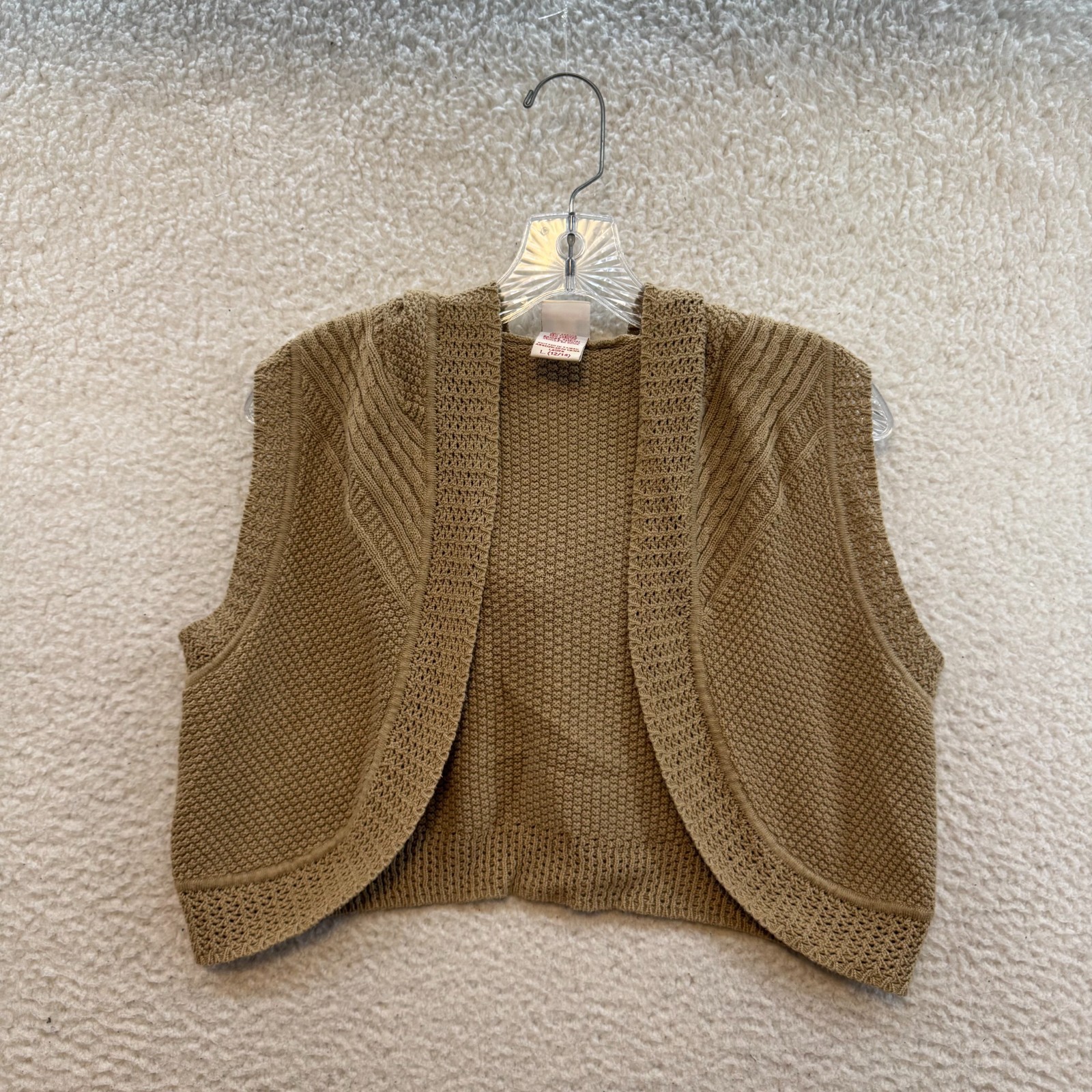 Y2K Vintage Crop Bolero Shrug Cardigan Sweater Top Large 12 14 Hooded Boho Fairy