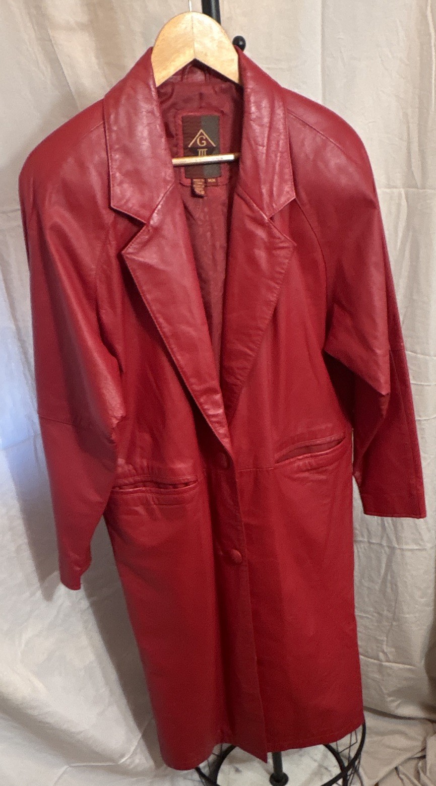 Vintage G-III Global Identity Full Length Red Leather Trench Coat Women’s Medium