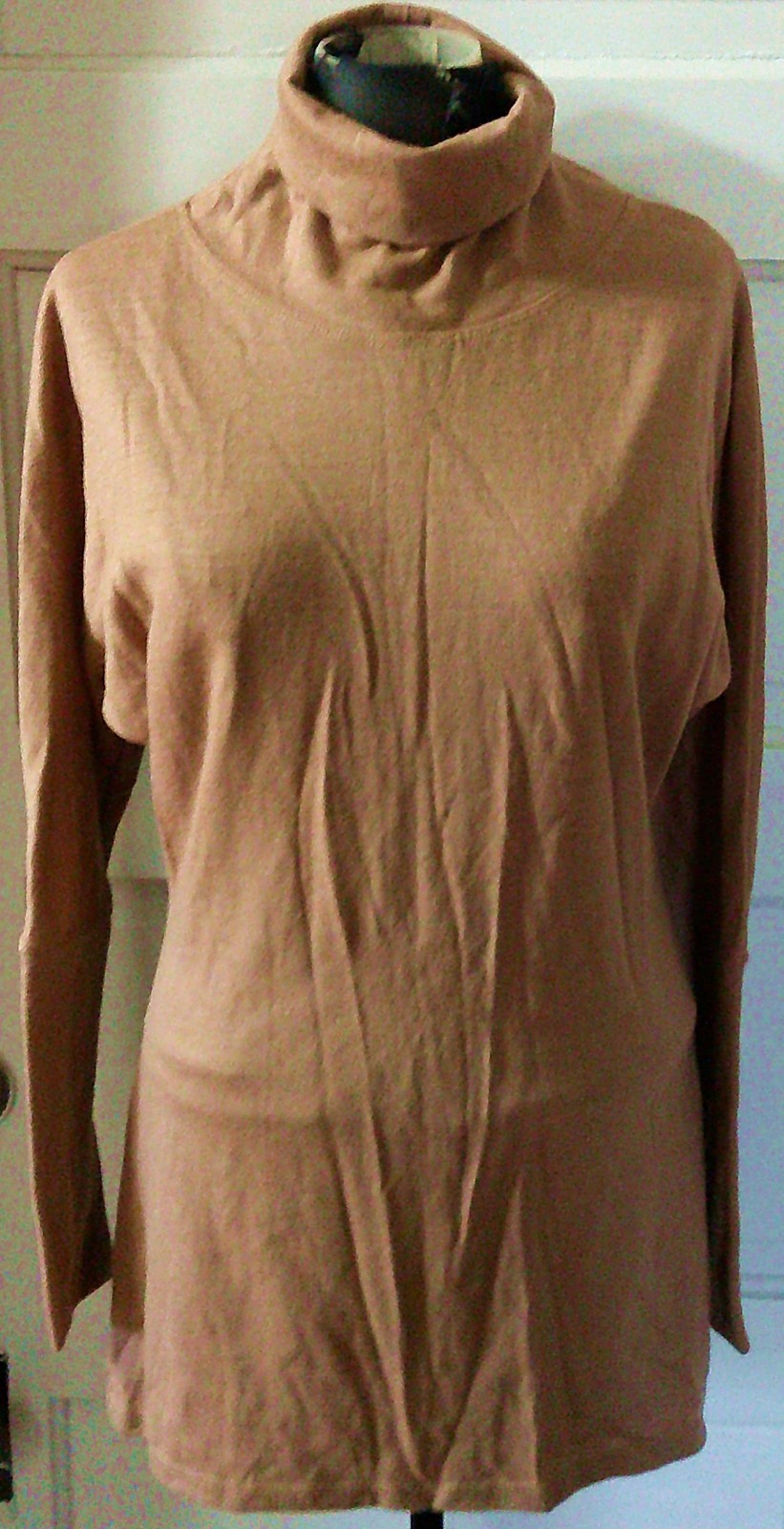 90’s MODA International Tan WOOL Batwing Tunic Sweater Top XS