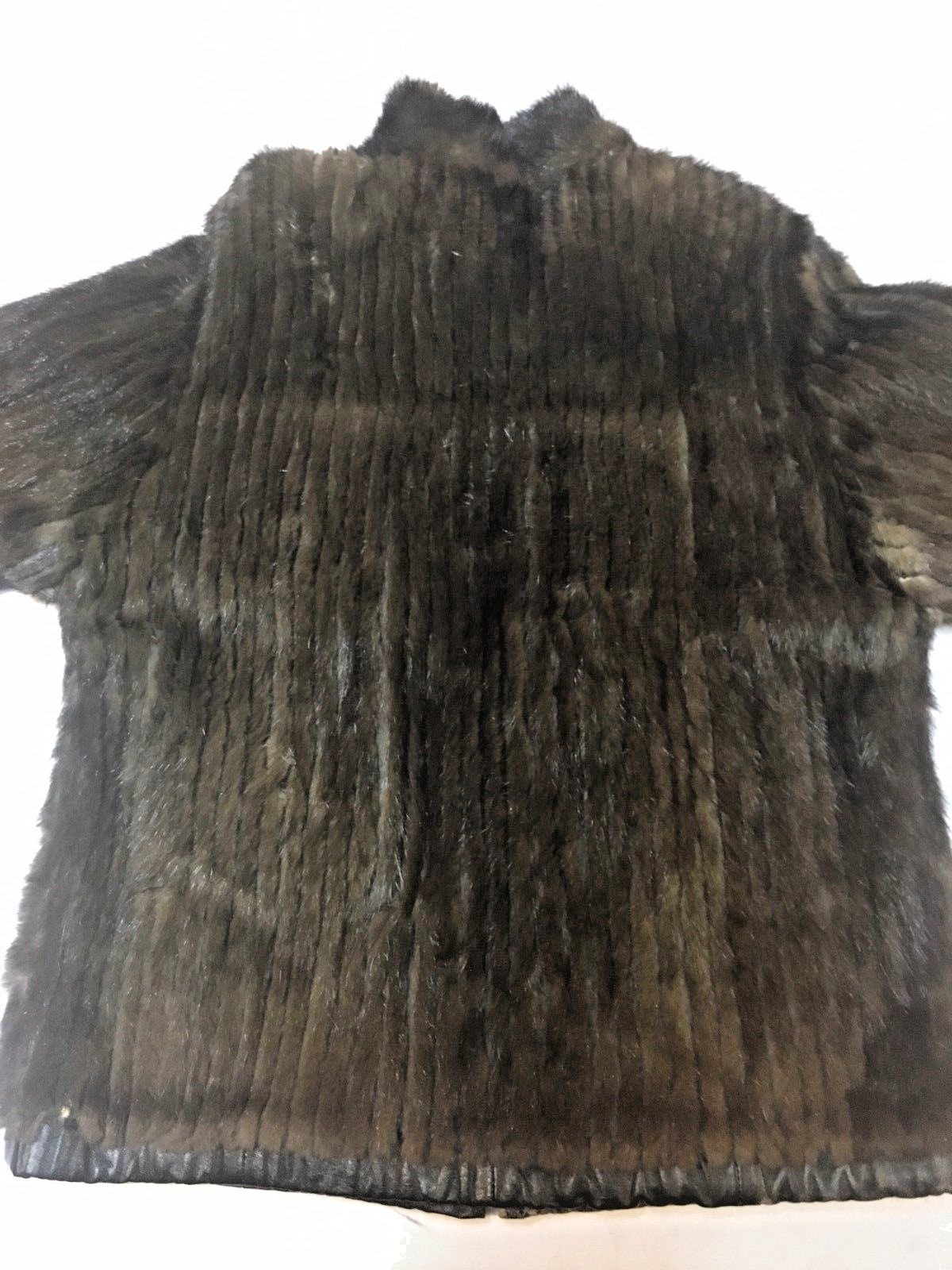 VTG Womens Reversible Mink Coat Jacket Chocolate Brown Distressed Look M Medium