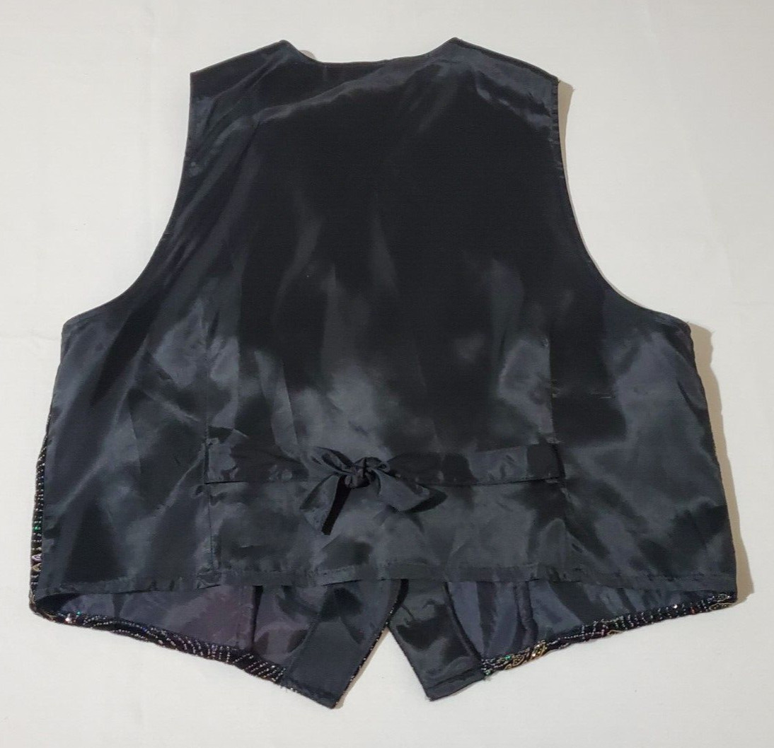 Vintage Impressions of California Women Vest Large Black Velvet Sparkly USA Made