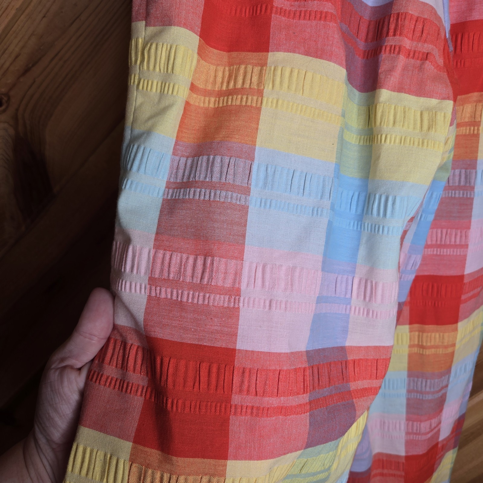 Rare Vintage 70s Plushbottoms High Waisted Rainbow Plaid Bell Bottoms 25″