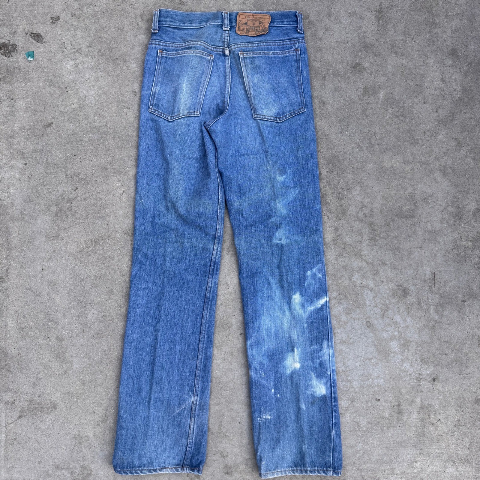 Vintage 70s Plain Pockets JCPenney Blue Bleached Straight Leg Jeans Womens 28×32