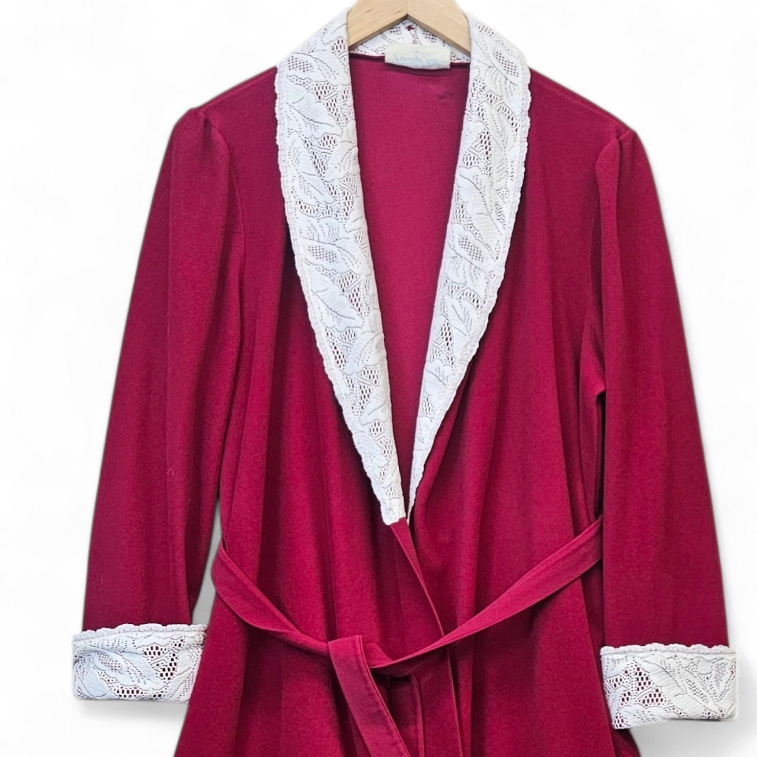 VTG Vanity Fair Red Lace Hostess Robe Women’s M USA Old Hollywood Lingere 70s