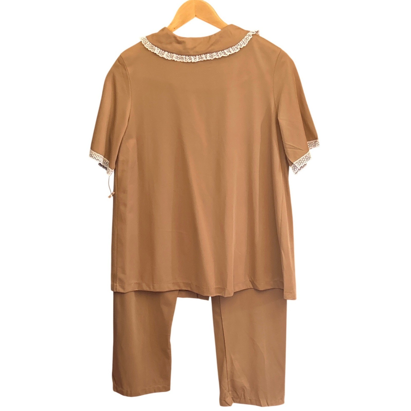 Vintage Dreamaway Mocha Brown Deadstock Pajama Set Coquette Grandmacore Lounge