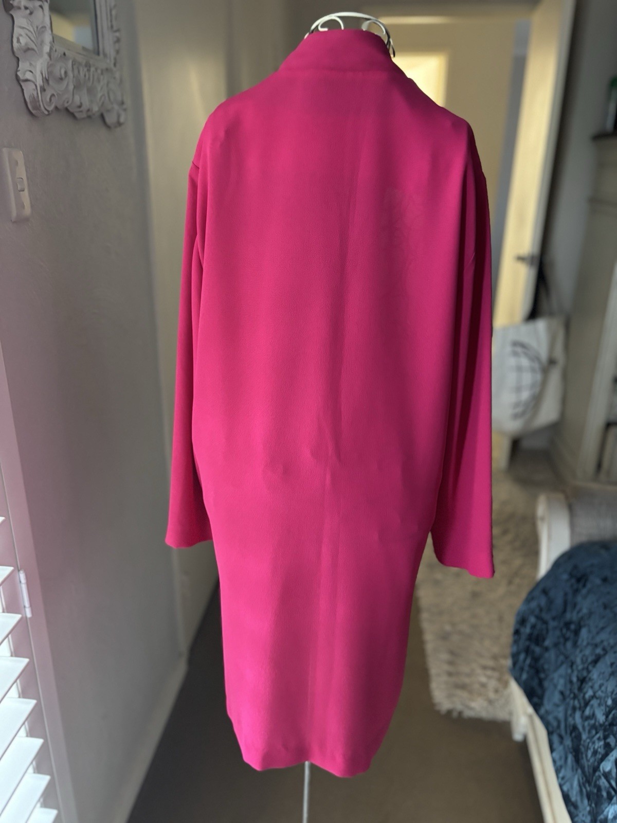 LIZ DAVENPORT Vintage Fuscia Pink Crepe Duster Coat Jacket 10 M