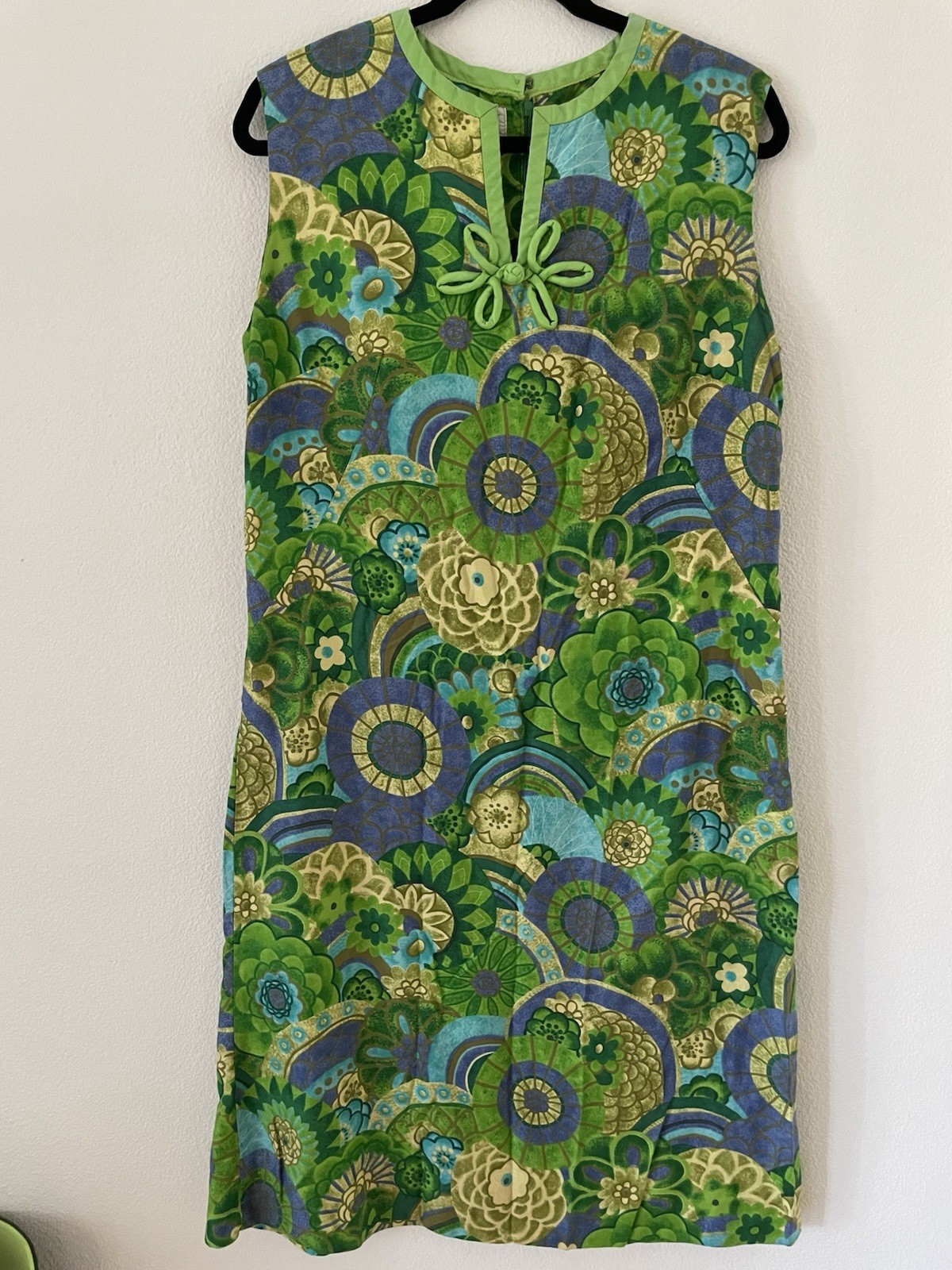 PARADISE HAWAII Vtg 60s Brown Olive Tikki Hawaiian Sheath Dress-Bust 42/M