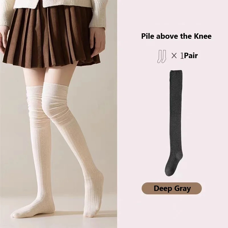 1/3P Women Long Socks Boot Solid Thigh Stocking Skinny Casual Cotton Over Knee