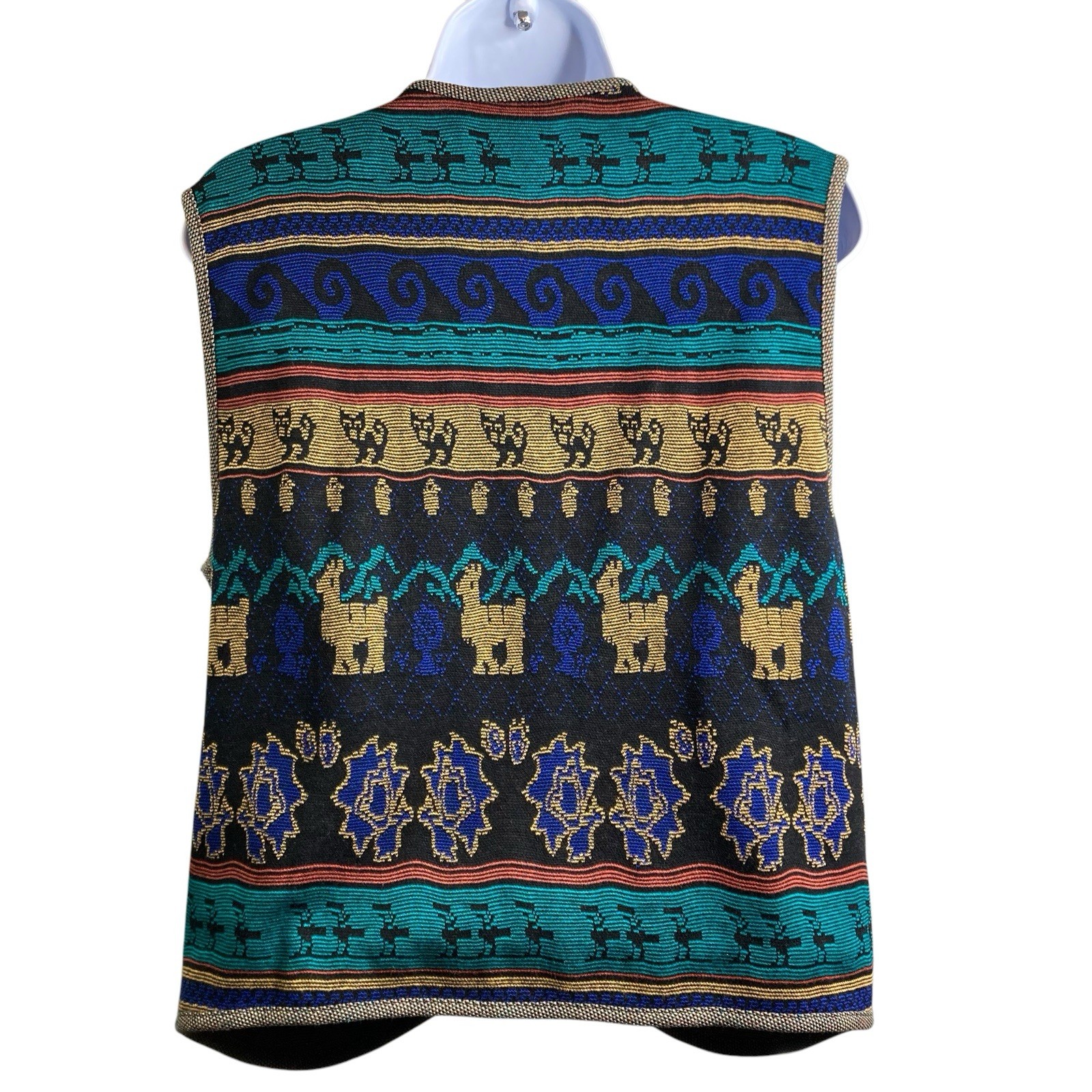 VTG 80s Melrose Knits By Christian De Castelnau Aztec Vest Skirt Set Size S/M