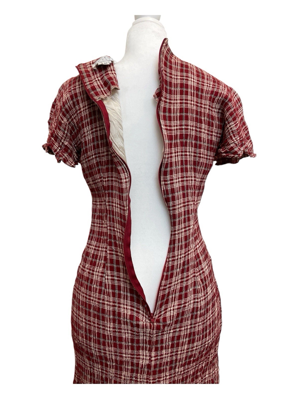 Expo Petite Vintage 90s Red Plaid & Herringbone Twofer Dress sz 12